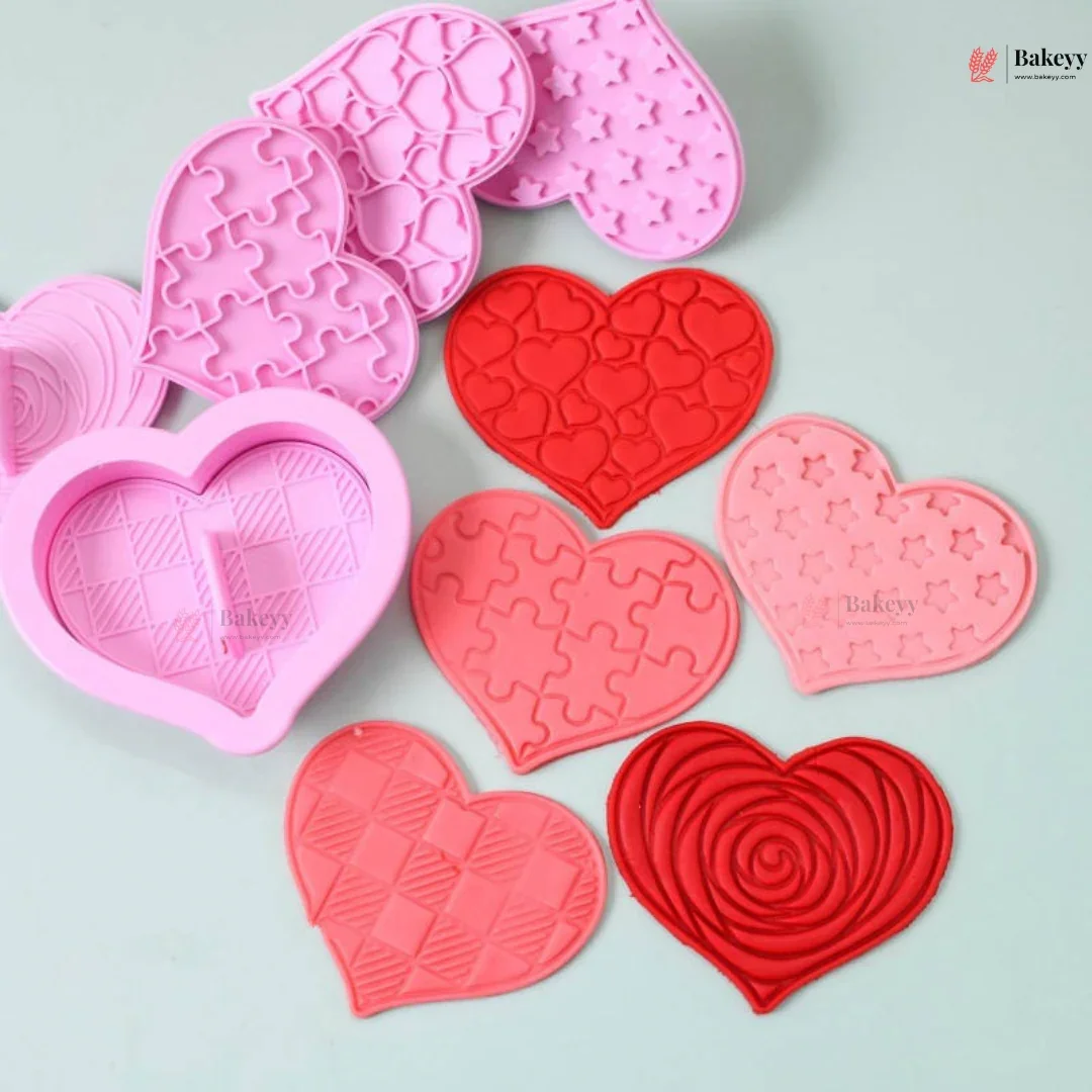 Heart Theme Cookie Cutter & Embosser Set | 6 Piece | Pack of 1 - Image 3