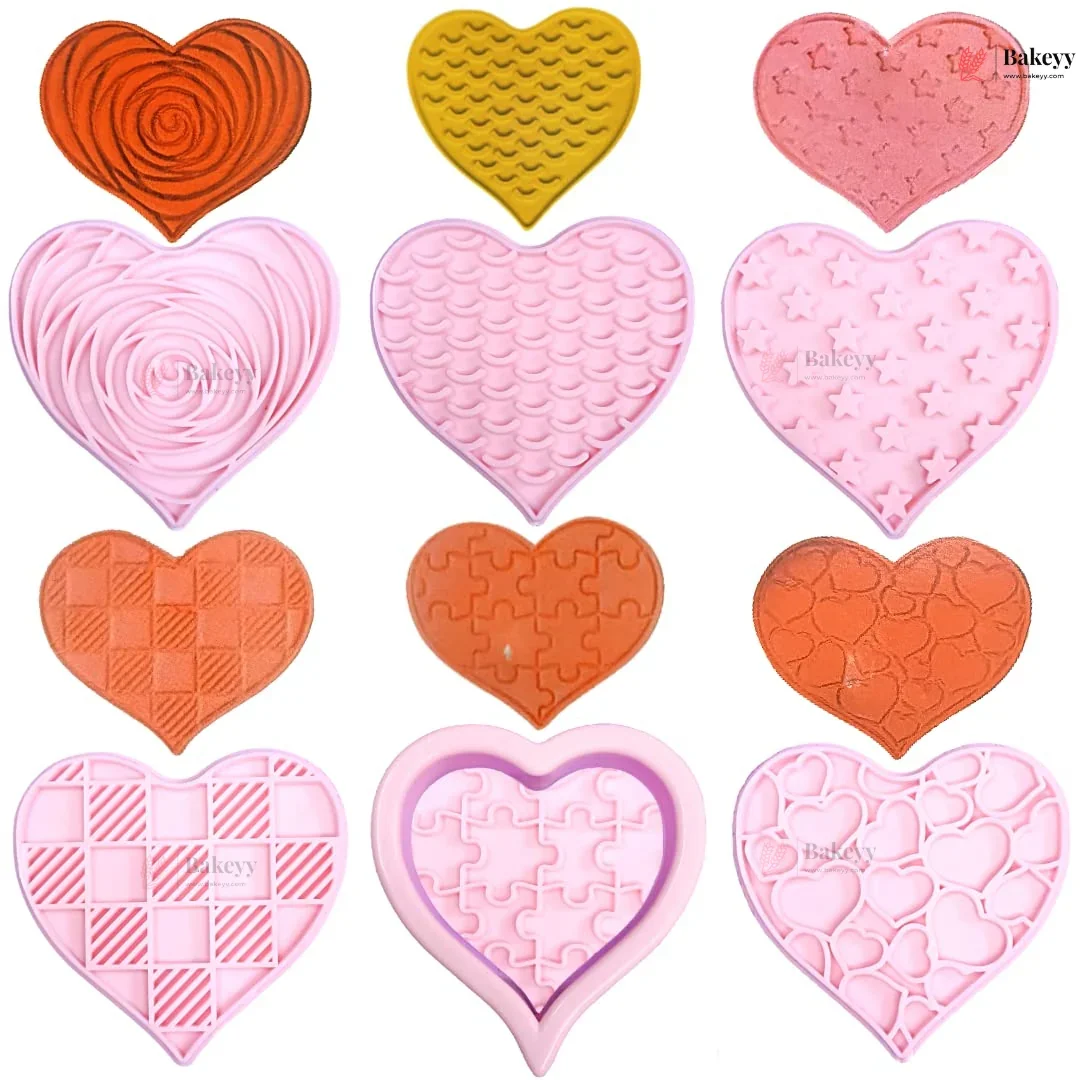Heart Theme Cookie Cutter & Embosser Set | 6 Piece | Pack of 1 - Image 4