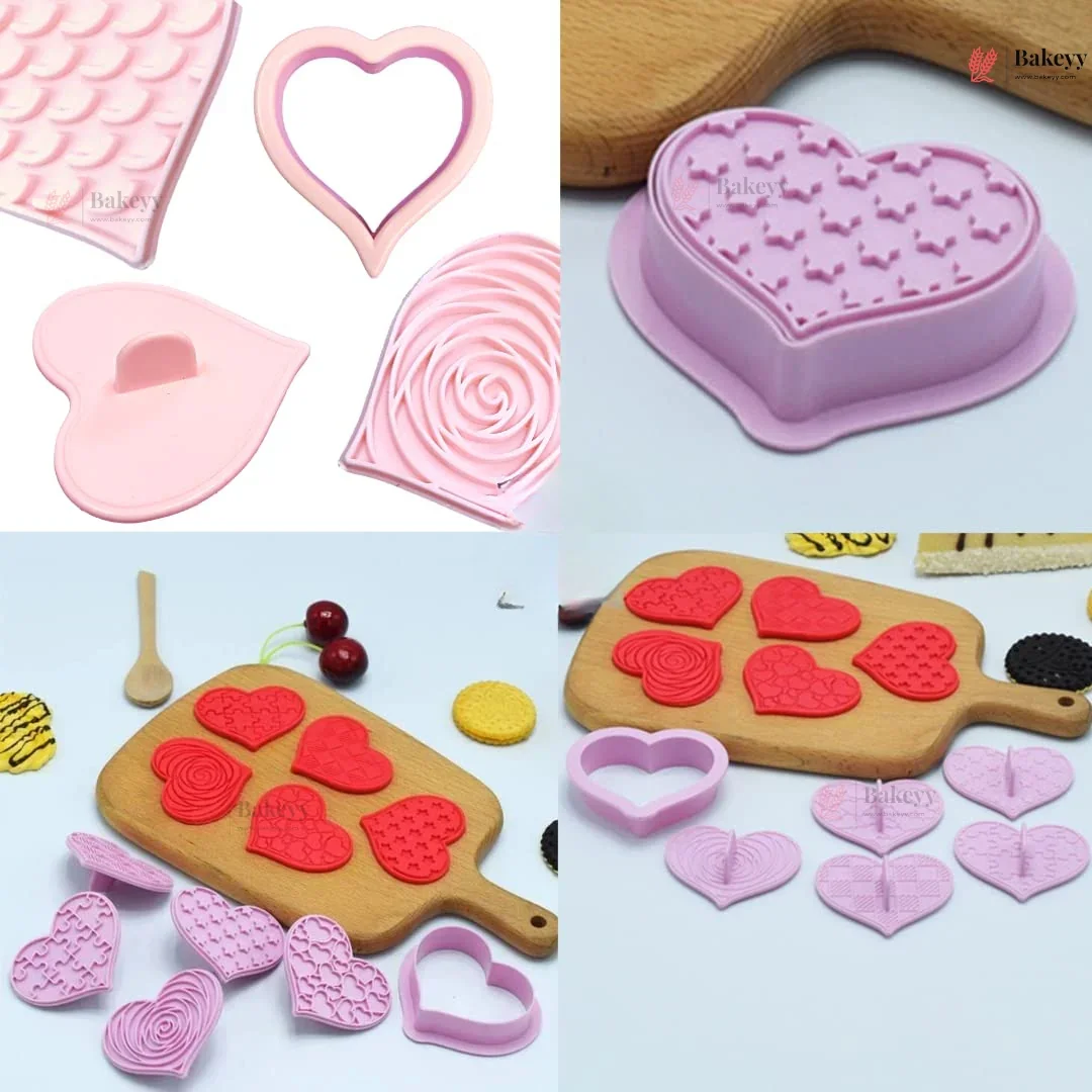 Heart Theme Cookie Cutter & Embosser Set | 6 Piece | Pack of 1 - Image 5