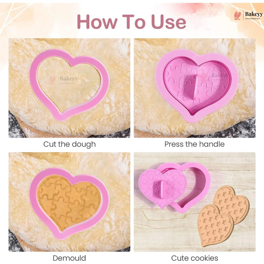 Heart Theme Cookie Cutter & Embosser Set | 6 Piece | Pack of 1 - Image 6