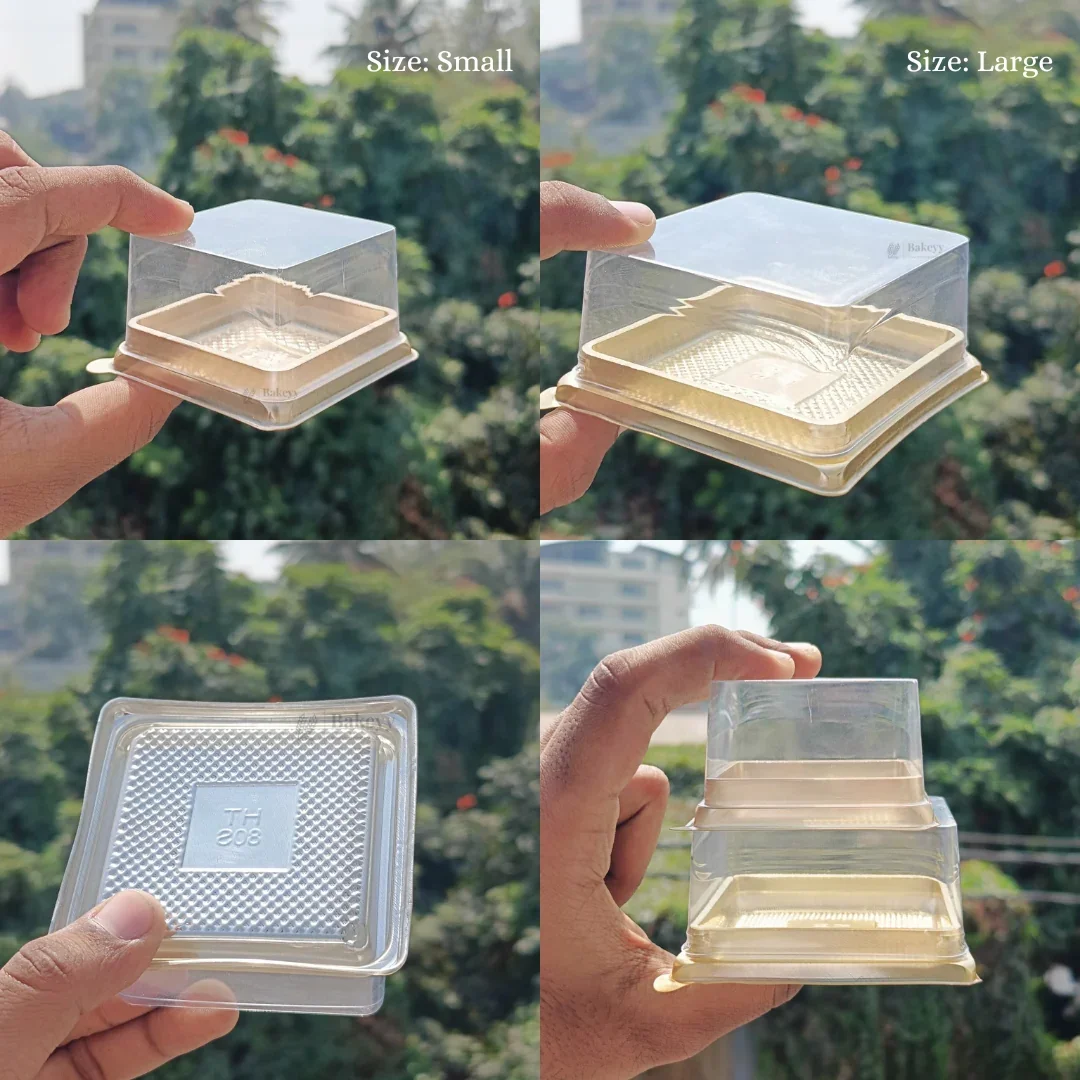 Individual Cupcakes And Pastry Container | Gold Color | Square Moon Cake Holder | 2 Sizes Available| Pack Of 50 - Image 2