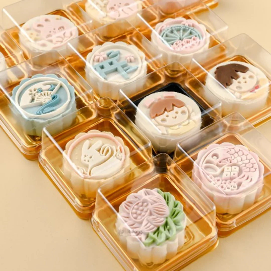 Individual Cupcakes And Pastry Container | Gold Color | Square Moon Cake Holder | 2 Sizes Available| Pack Of 50 - Image 4