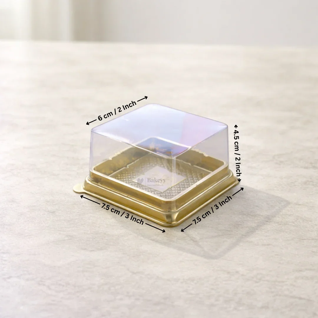 Individual Cupcakes And Pastry Container | Gold Color | Square Moon Cake Holder | 2 Sizes Available| Pack Of 50 - Image 7