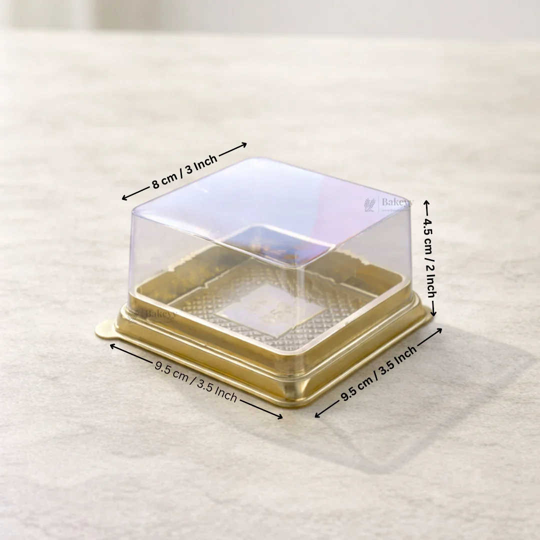 Individual Cupcakes And Pastry Container | Gold Color | Square Moon Cake Holder | 2 Sizes Available| Pack Of 50 - Image 8