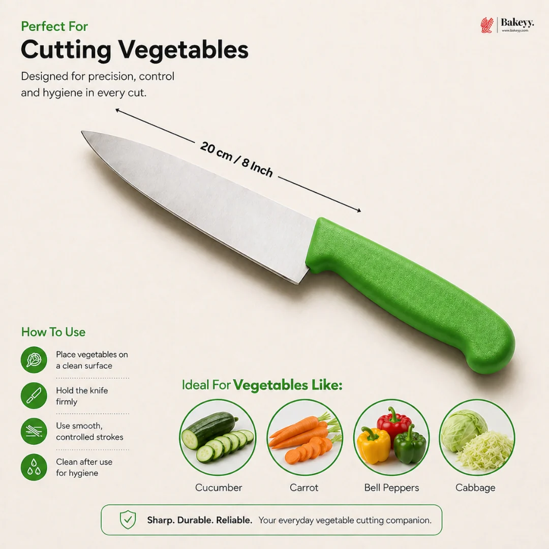 Industrial Grade Kitchen Knife with Colored Handle | Compact Cutting Knife | Pack of 1 - Image 5