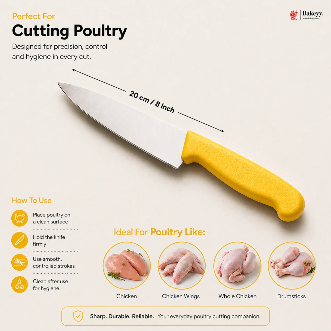 Industrial Grade Kitchen Knife with Colored Handle | Compact Cutting Knife | Pack of 1 - Image 7