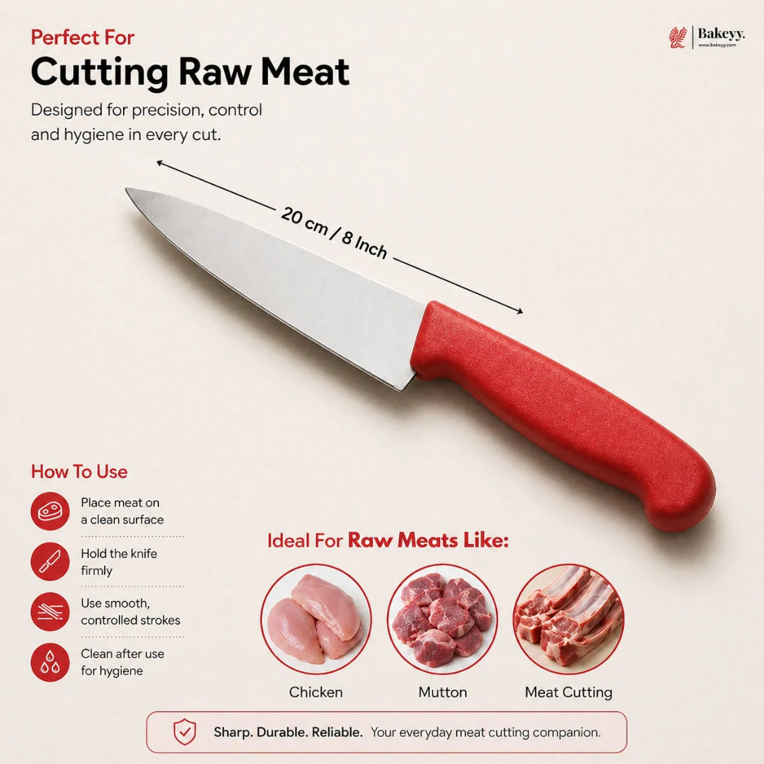 Industrial Grade Kitchen Knife with Colored Handle | Compact Cutting Knife | Pack of 1 - Image 8