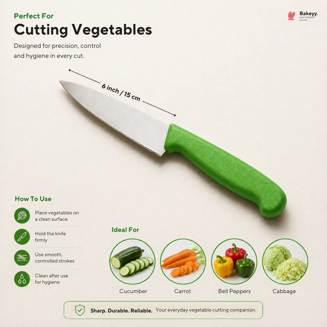 Industrial Grade Kitchen Knife with Colored Handle | Compact Cutting Knife | Pack of 1 - Image 9