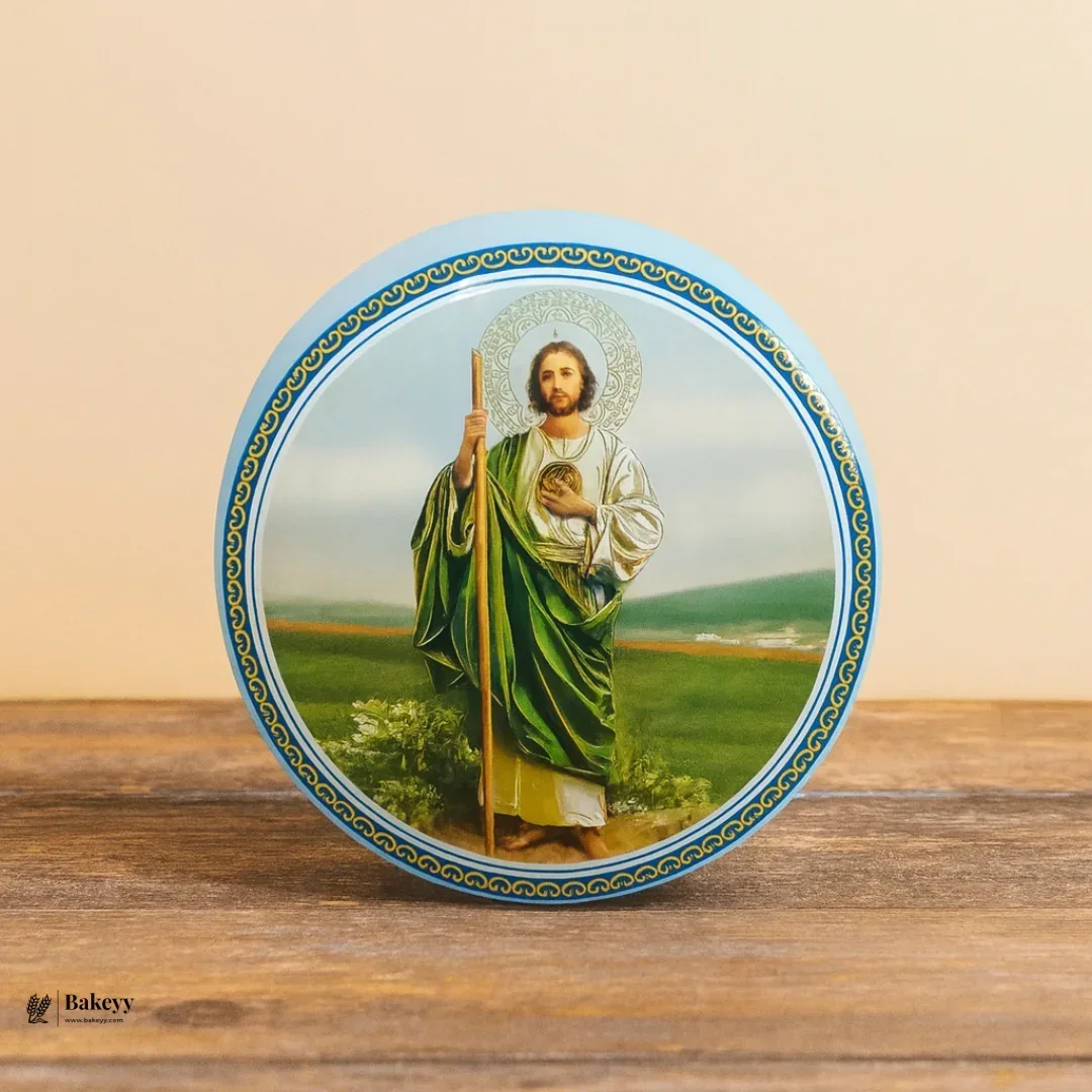 Printed Candle Tin Boxes | Jesus & Mother Mary Round Tin Container | Pack of 12 - Image 5