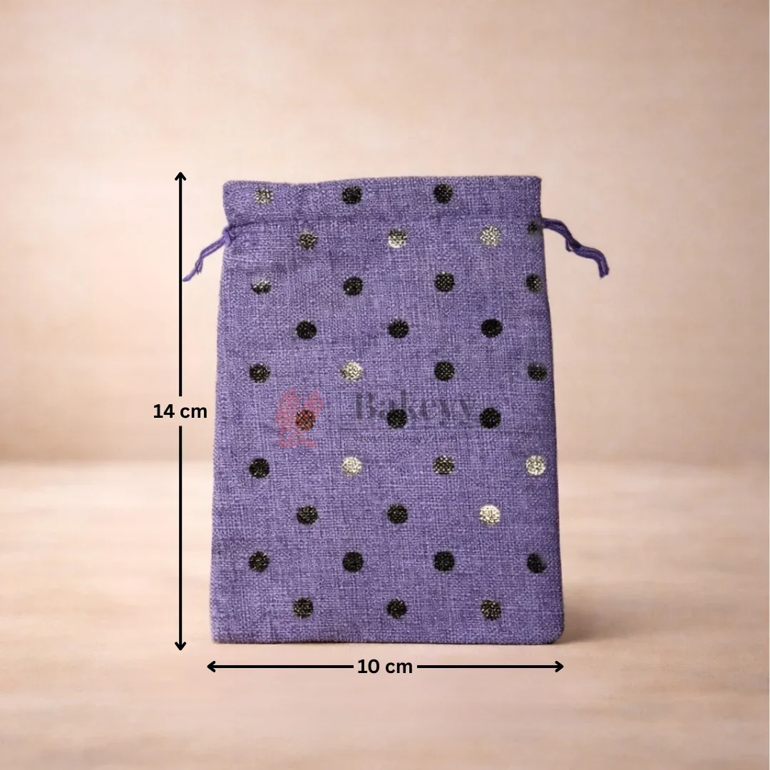 Jute With Silver Dots Premium Colour Jute Potli Bags | Pack Of 10 - Image 10