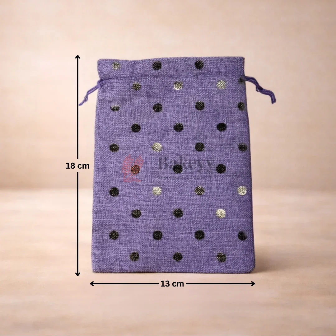 Jute With Silver Dots Premium Colour Jute Potli Bags | Pack Of 10 - Image 11