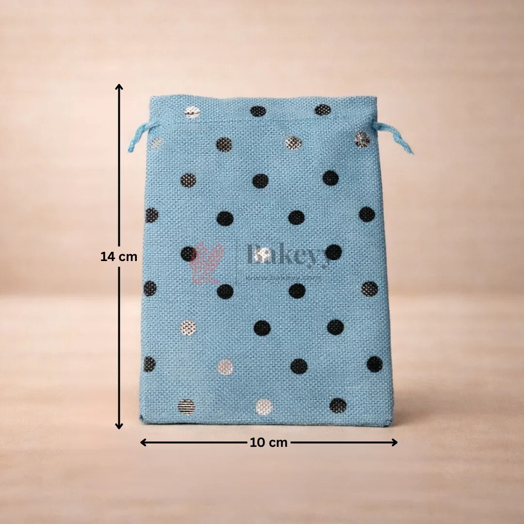 Jute With Silver Dots Premium Colour Jute Potli Bags | Pack Of 10 - Image 6