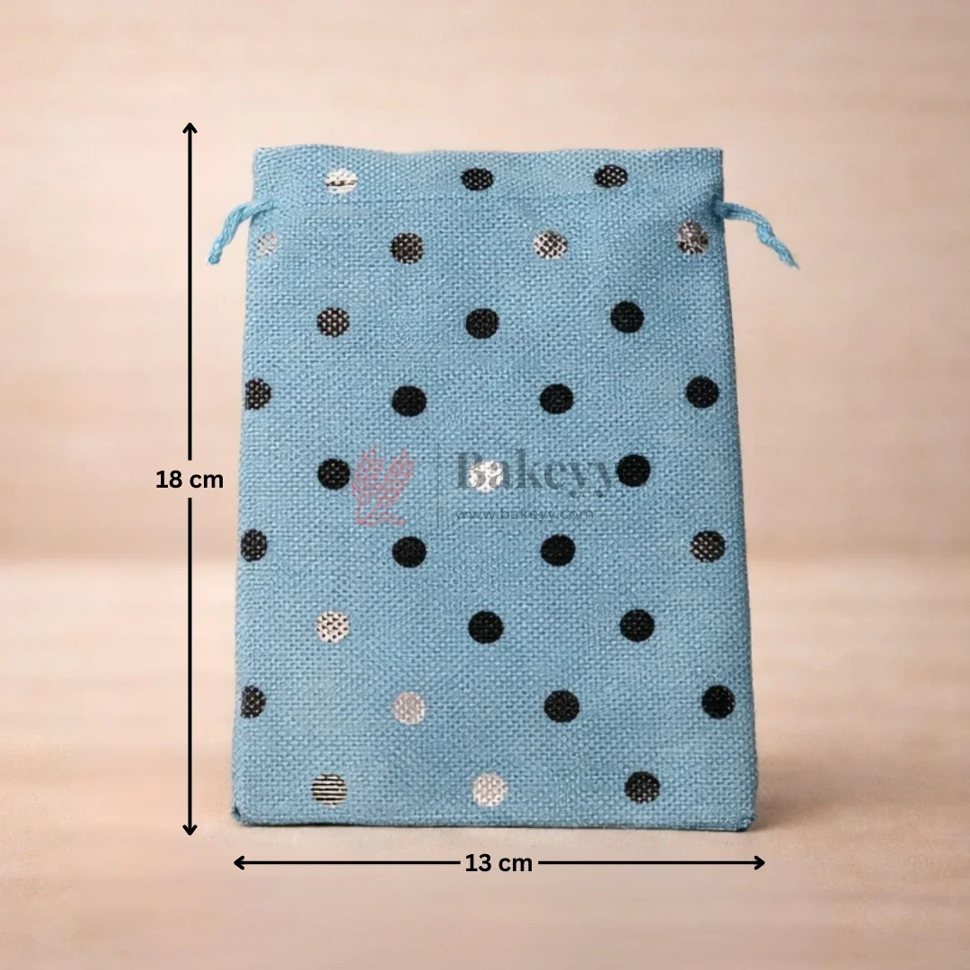 Jute With Silver Dots Premium Colour Jute Potli Bags | Pack Of 10 - Image 7