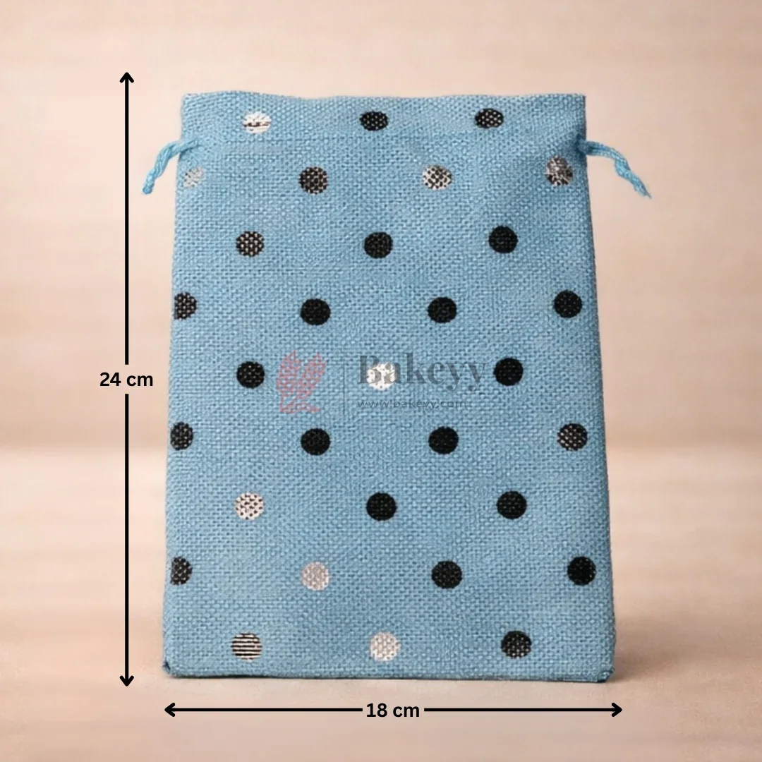 Jute With Silver Dots Premium Colour Jute Potli Bags | Pack Of 10 - Image 8