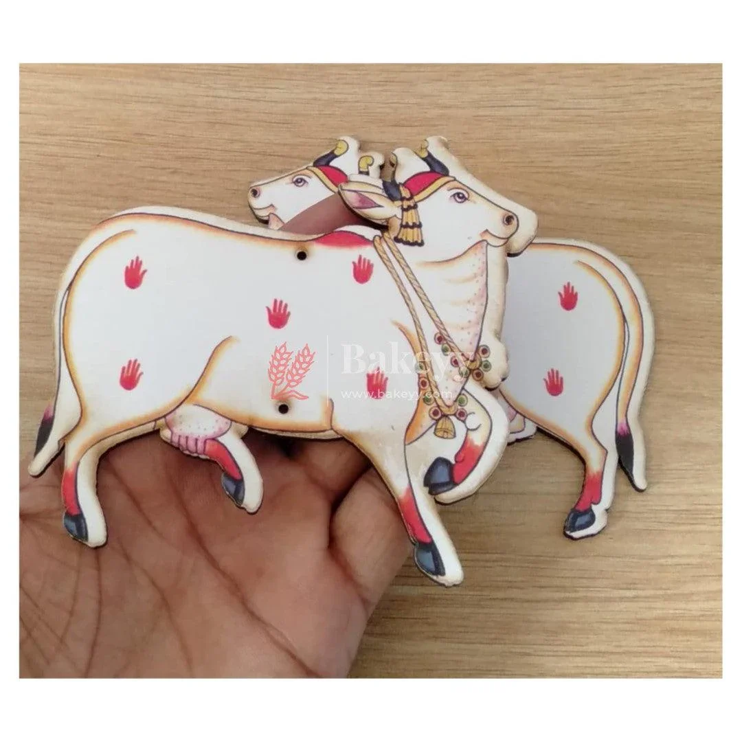 Kamadhenu MDF Wooden Cutout | Wall Hanging | Sacred Cow with Deities | Home Decor| Pack of 2