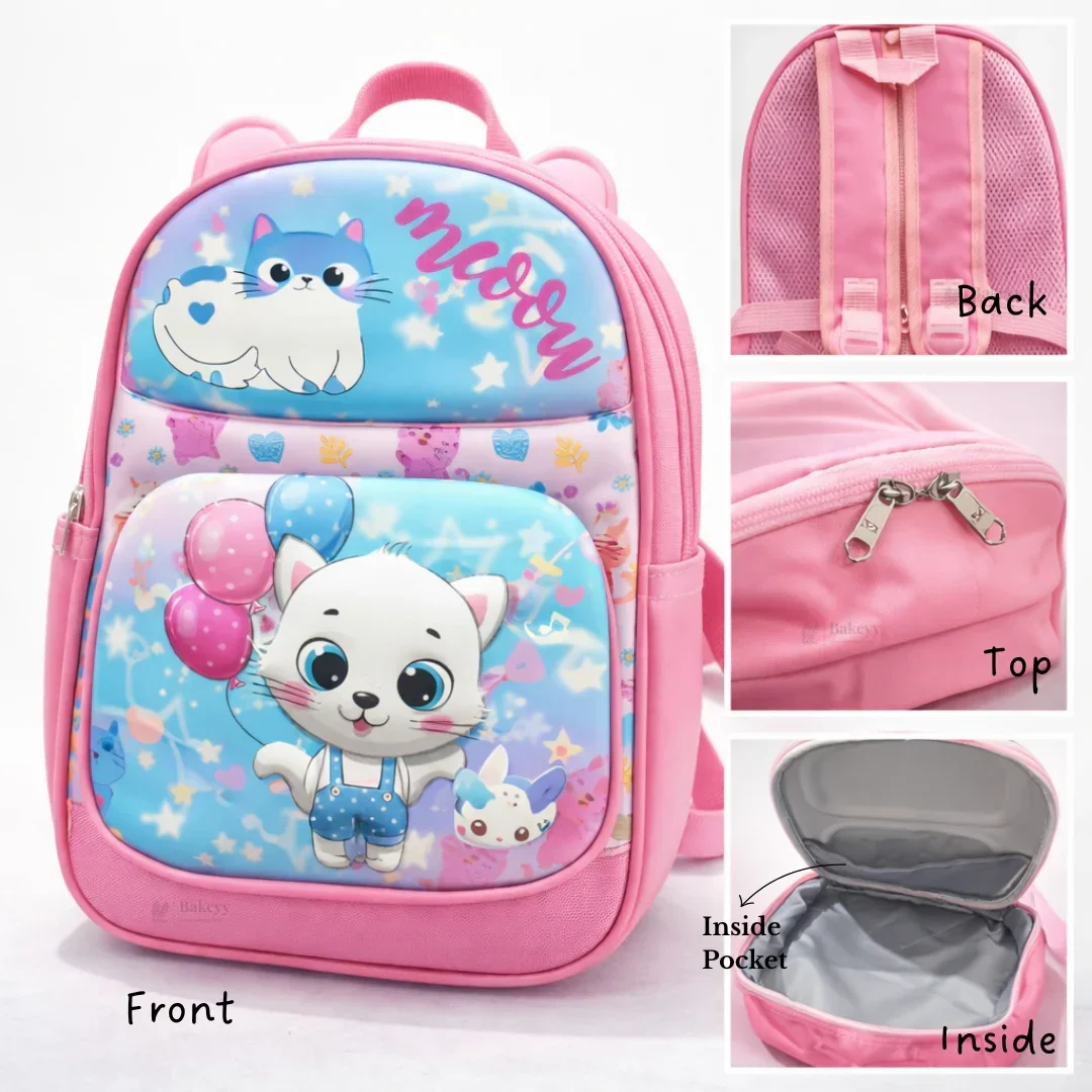 Kids Cartoon Animal Hard-Front Mini Backpack | 3 Cute Animal Designs | Lightweight School & Travel Bag | Pack of 1 - Image 3