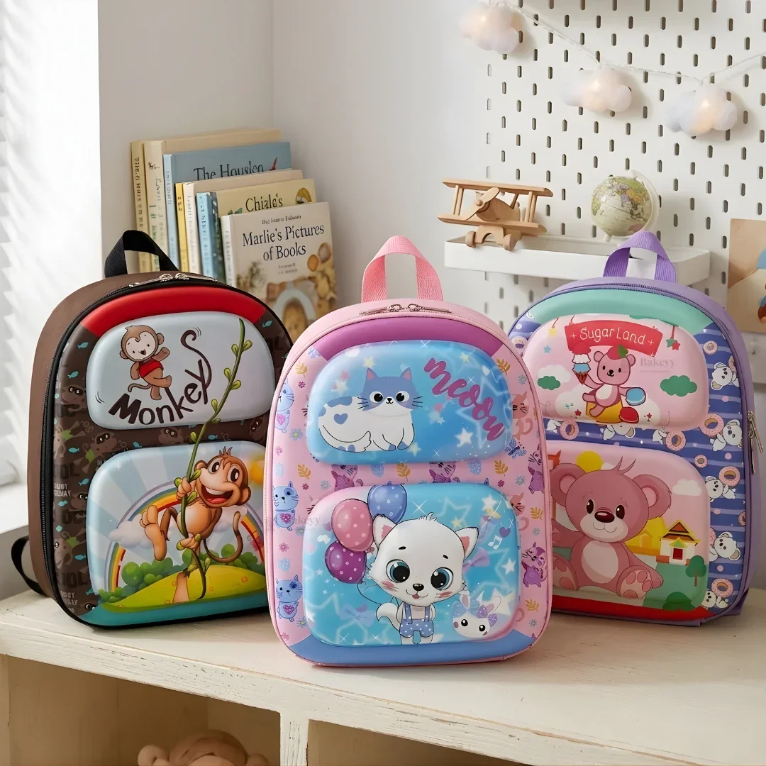 Kids Cartoon Animal Hard-Front Mini Backpack | 3 Cute Animal Designs | Lightweight School & Travel Bag | Pack of 1 - Image 4