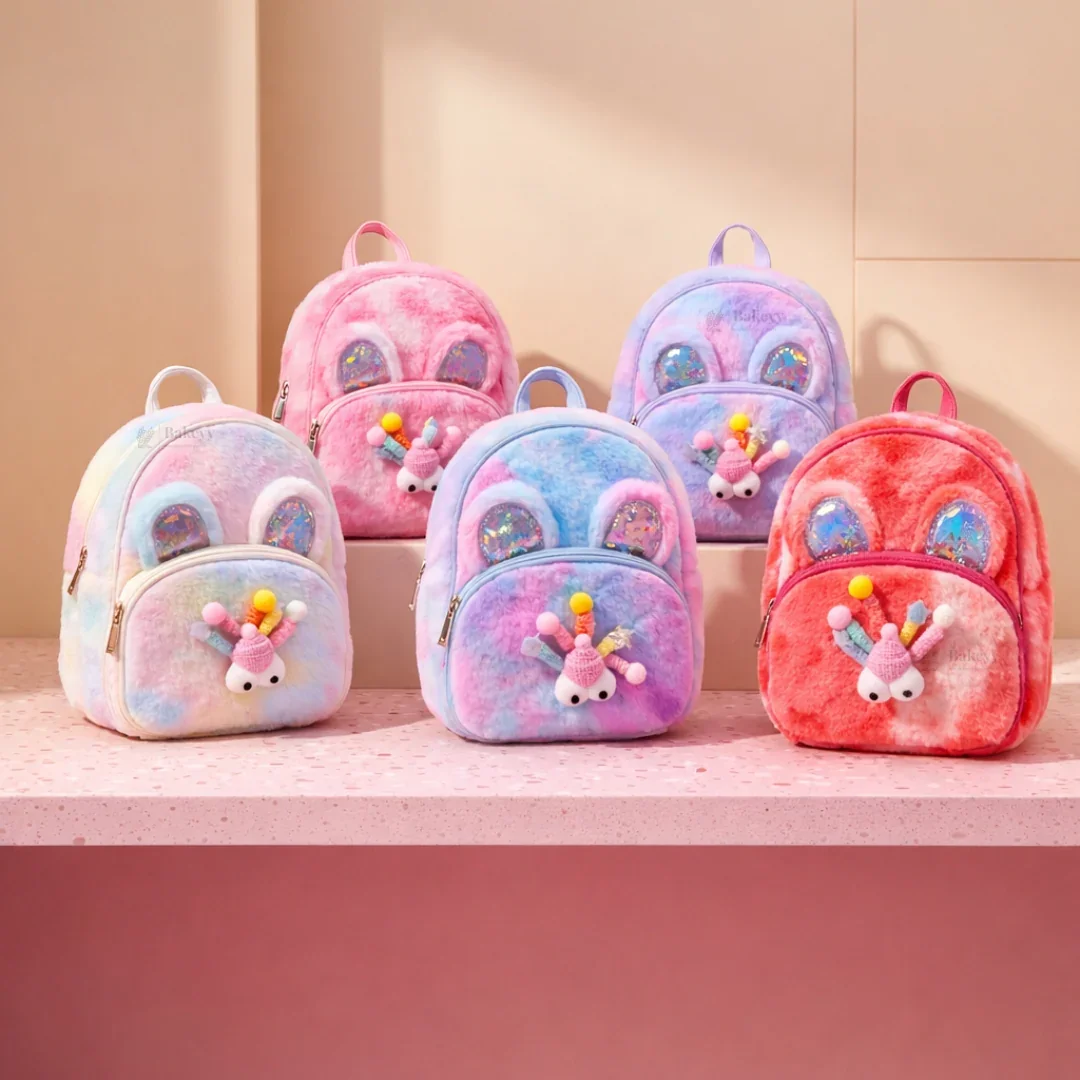 Kids Fluffy Fur Backpack | Soft Plush Mini Backpack | Multiple Color Options | Pack of 1