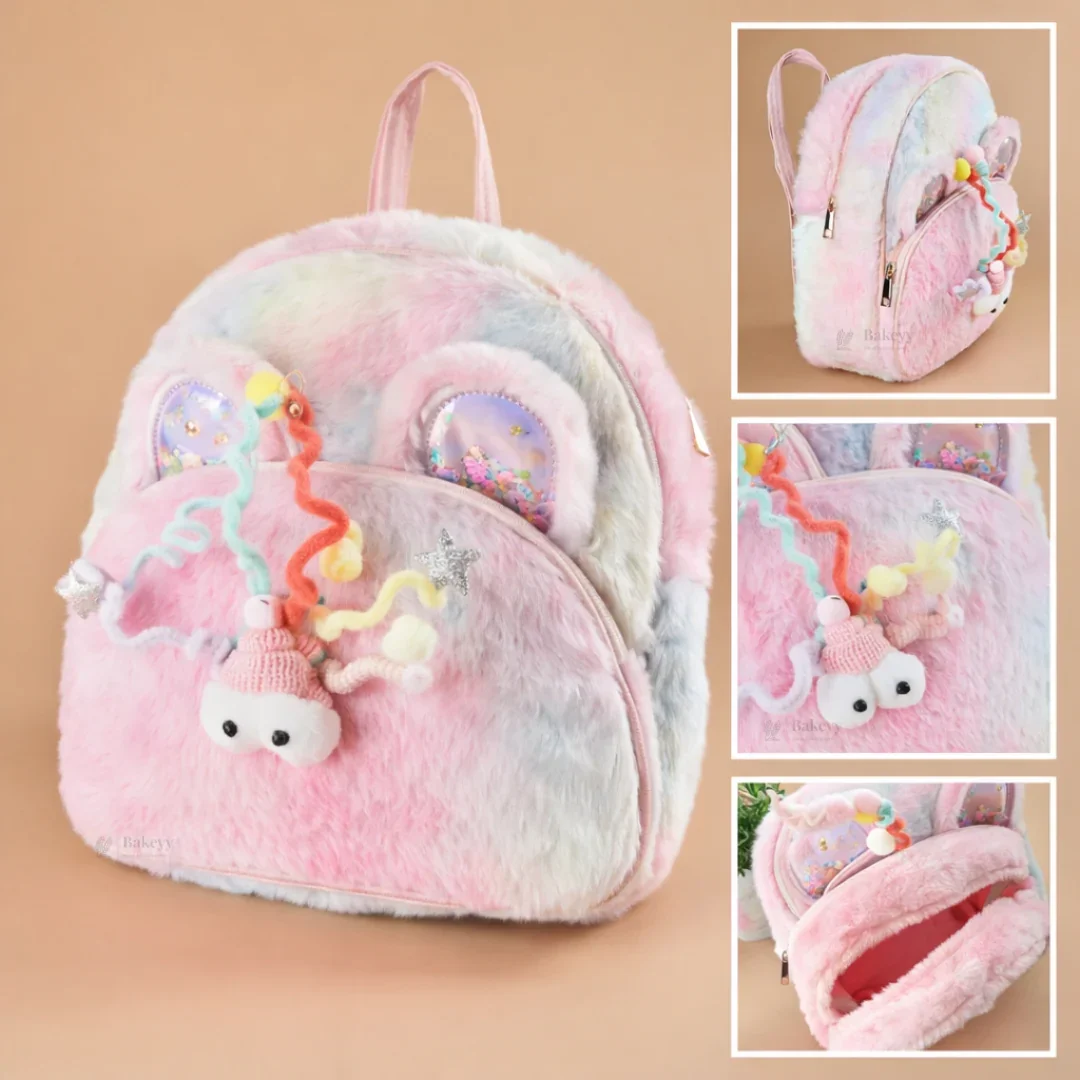 Kids Fluffy Fur Backpack | Soft Plush Mini Backpack | Multiple Color Options | Pack of 1 - Image 3
