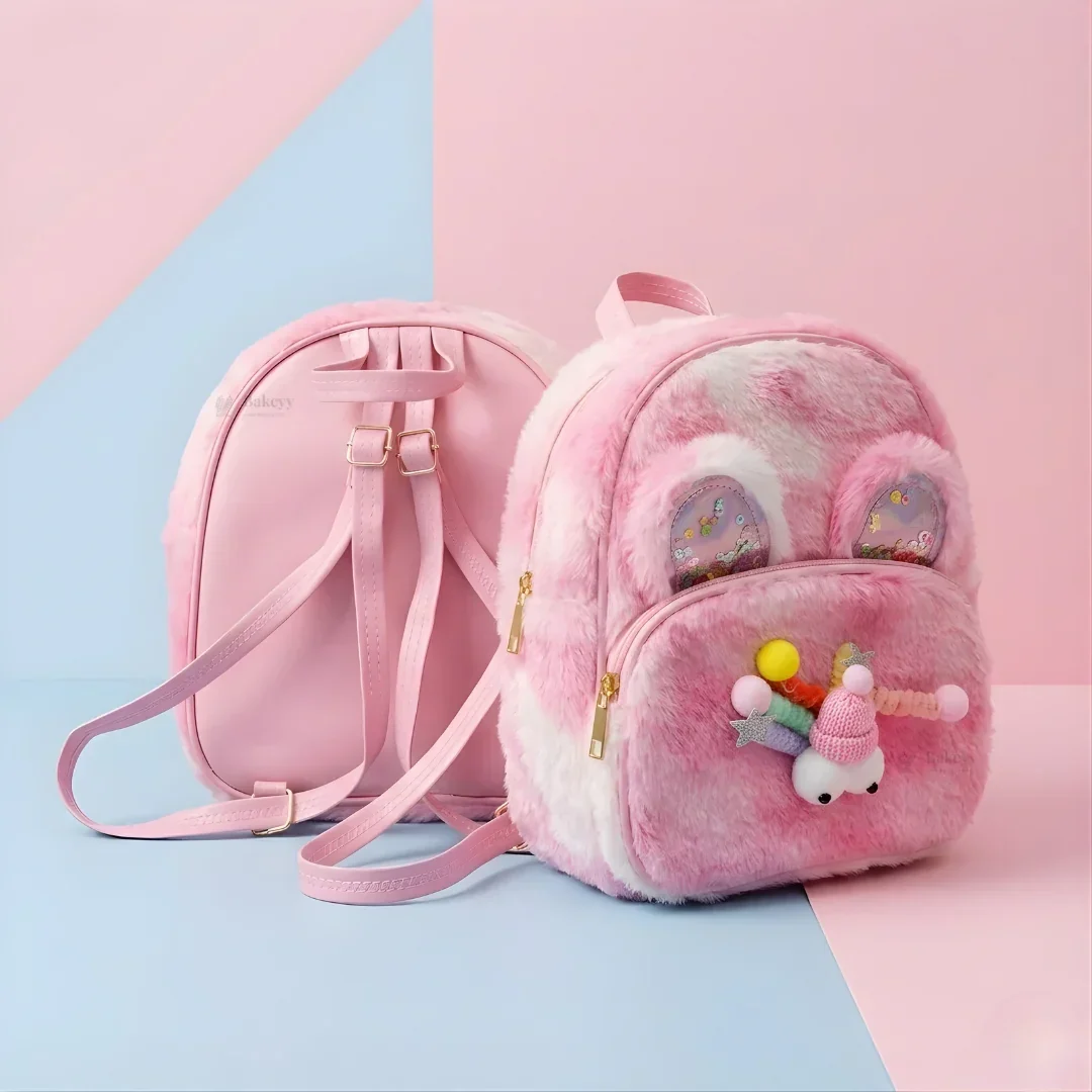 Kids Fluffy Fur Backpack | Soft Plush Mini Backpack | Multiple Color Options | Pack of 1 - Image 5