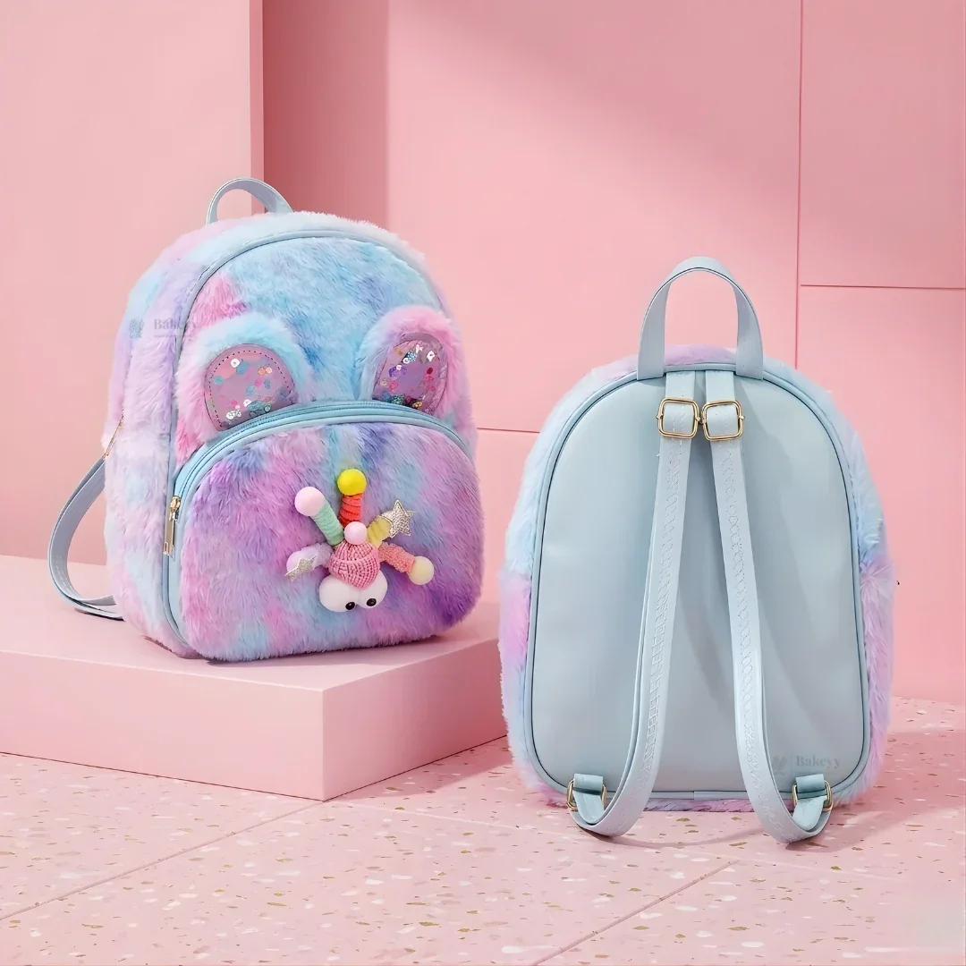 Kids Fluffy Fur Backpack | Soft Plush Mini Backpack | Multiple Color Options | Pack of 1 - Image 6