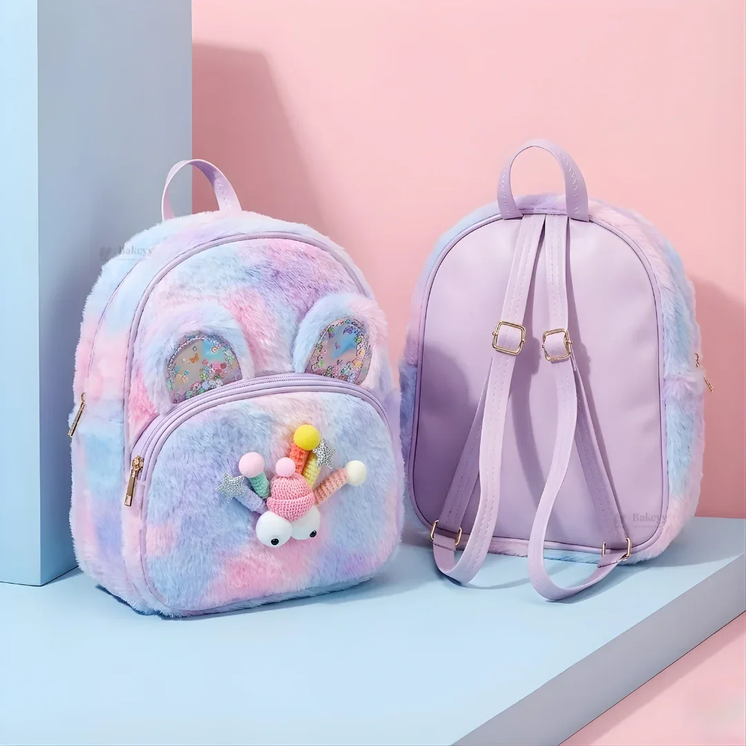 Kids Fluffy Fur Backpack | Soft Plush Mini Backpack | Multiple Color Options | Pack of 1 - Image 7