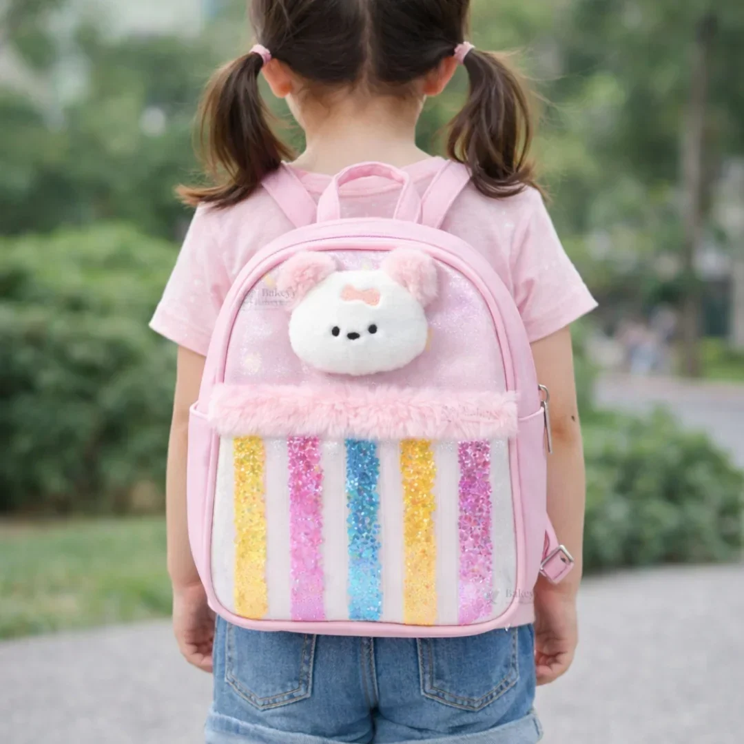 Kids Glitter Star Bear Backpack | Transparent Glitter Front | 3 Color Options | Pack of 1 - Image 7