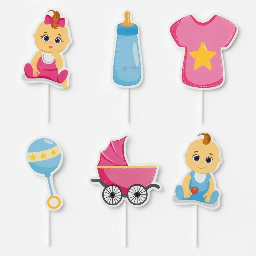 Celebration Theme Cake Topper | Assorted Designs | Celebration Event Cake Toppers | Pack of 6 - Image 4