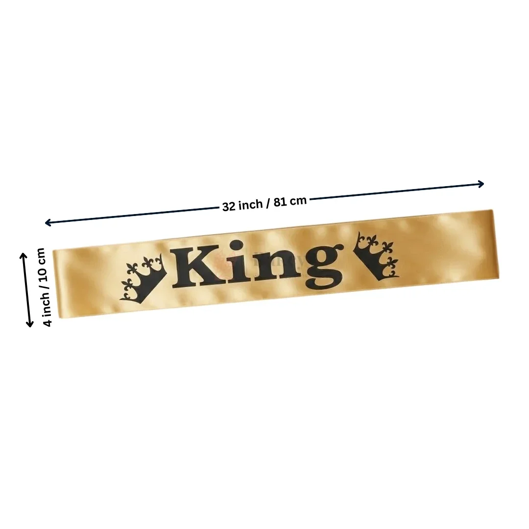 King Party Celebration Satin Sash Birthday & Bachelor Party Crown Sash | Pack of 1 - Image 2