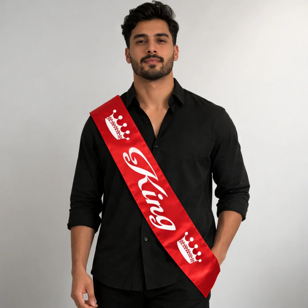 King Party Celebration Satin Sash Birthday & Bachelor Party Crown Sash | Pack of 1 - Image 3