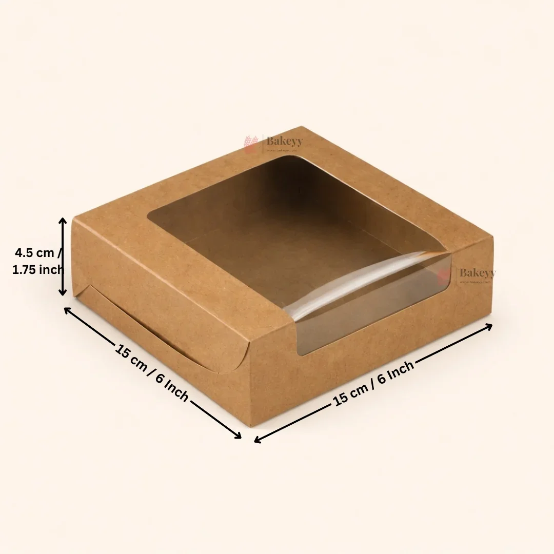 Kraft Brownie Boxes | L Shape and Top Window | Food-Grade Paperboard | Pack of 25 - Image 11