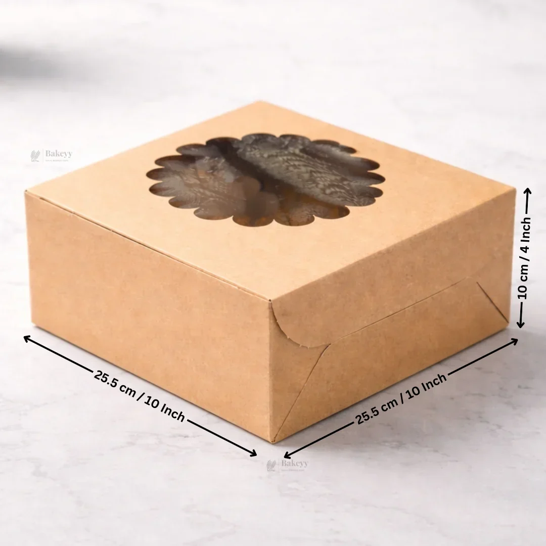 Kraft Cake Box with Flower Window Top | Multiple Sizes Available | Pack of 25 - Image 9