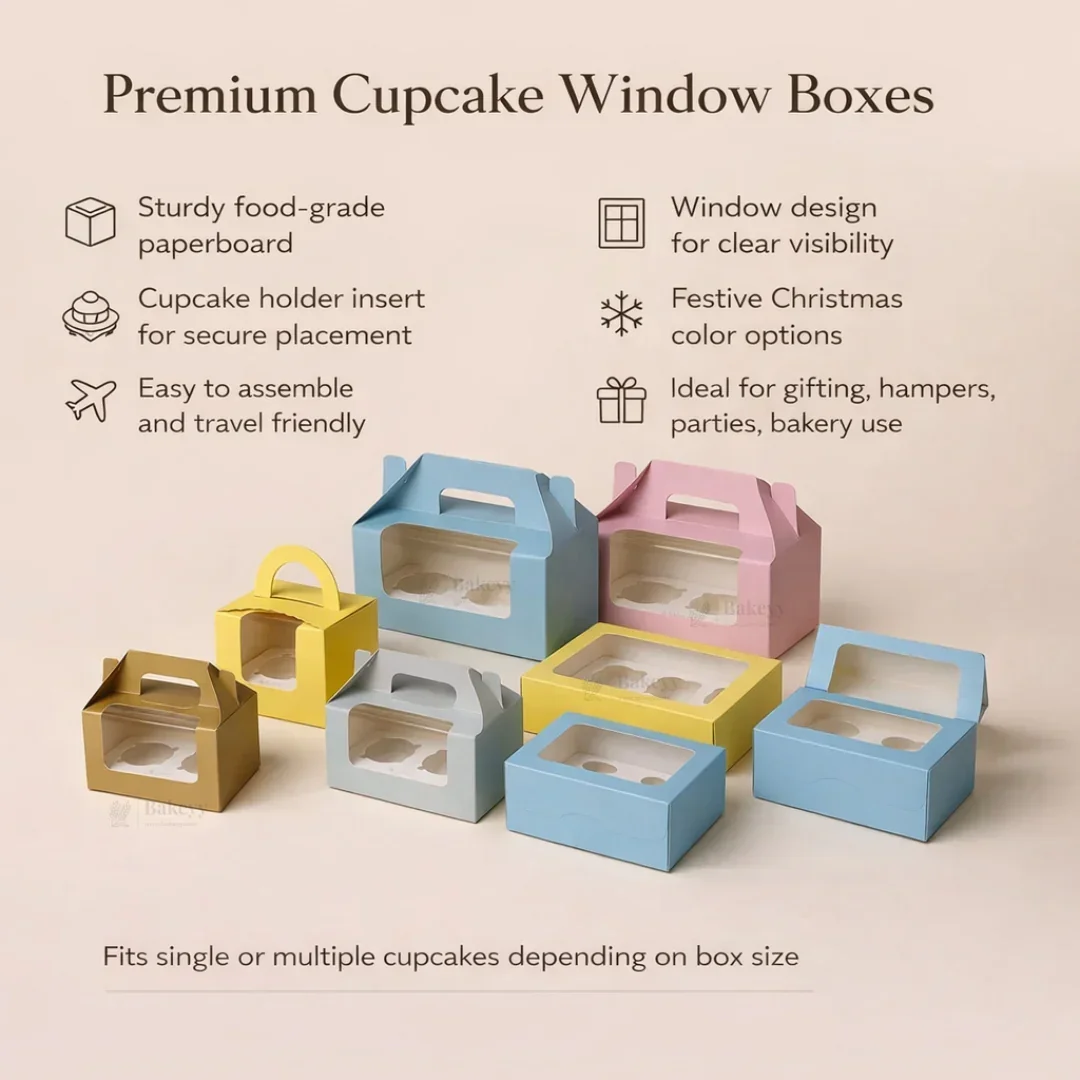 Kraft Color Cupcake Box | With Handle & Without Handle | Multiple Capacities Available | Pack of 10 - Image 2