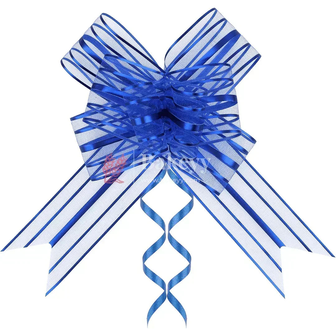 48cm Organza Pull Up Flower Ribbon Bows | Gift Wrapping & Decorations | Pack of 10 - Image 3