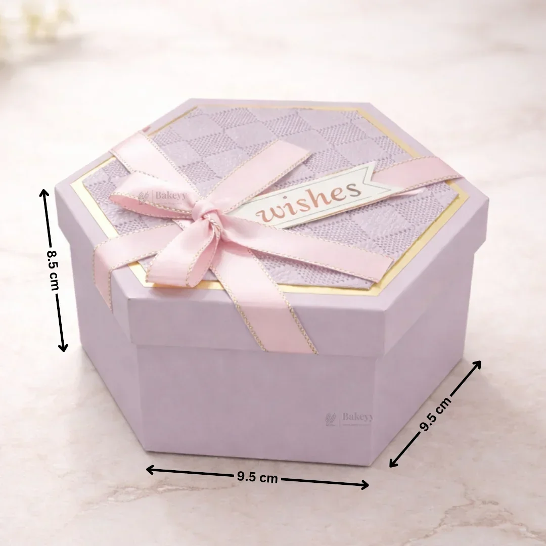 Lavender Hexagon Gift Box with Ribbon | Luxury Rigid Hamper & Chocolate Packaging Box | Available in 3 Sizes | Pack of 1 - Image 6