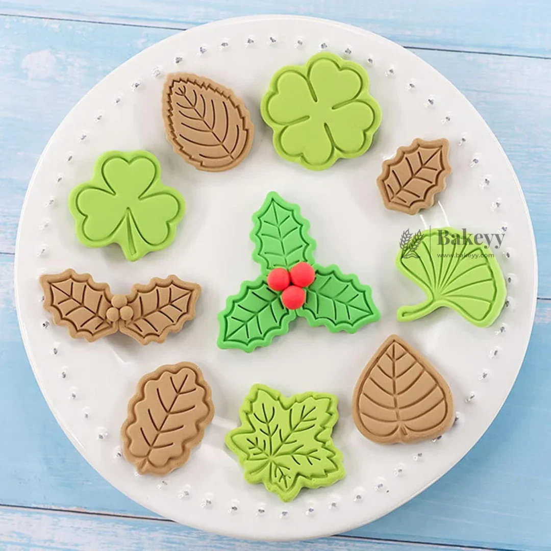 Leaf Design Cookie Cutter & Embosser Set | 8 Piece | Pack of 1 - Image 3