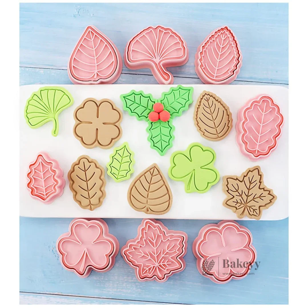 Leaf Design Cookie Cutter & Embosser Set | 8 Piece | Pack of 1 - Image 4