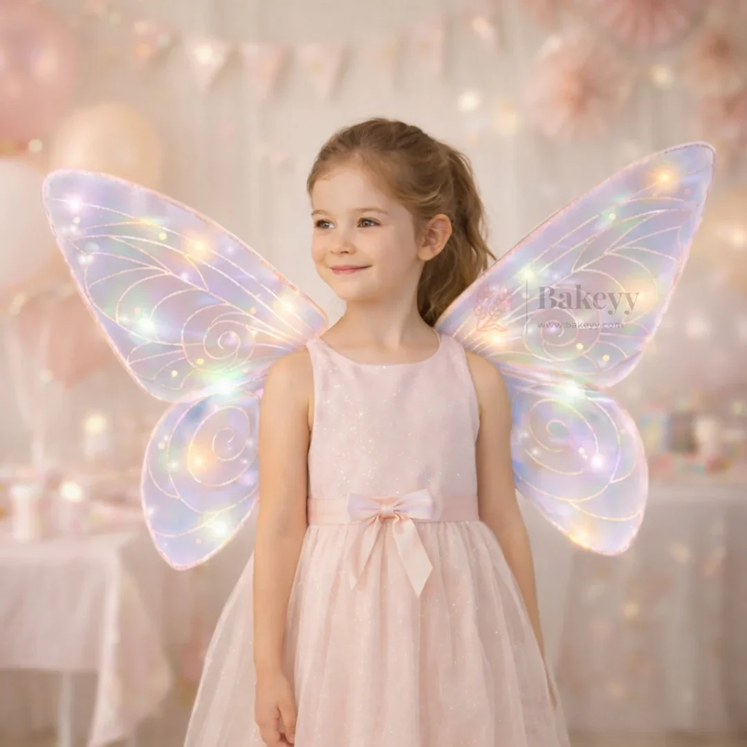 LED Fairy Butterfly Wings for Kids | Light-Up Costume Wings | Party, Birthday & Dress-Up Costume | 65cm | Pack of 1 - Image 3