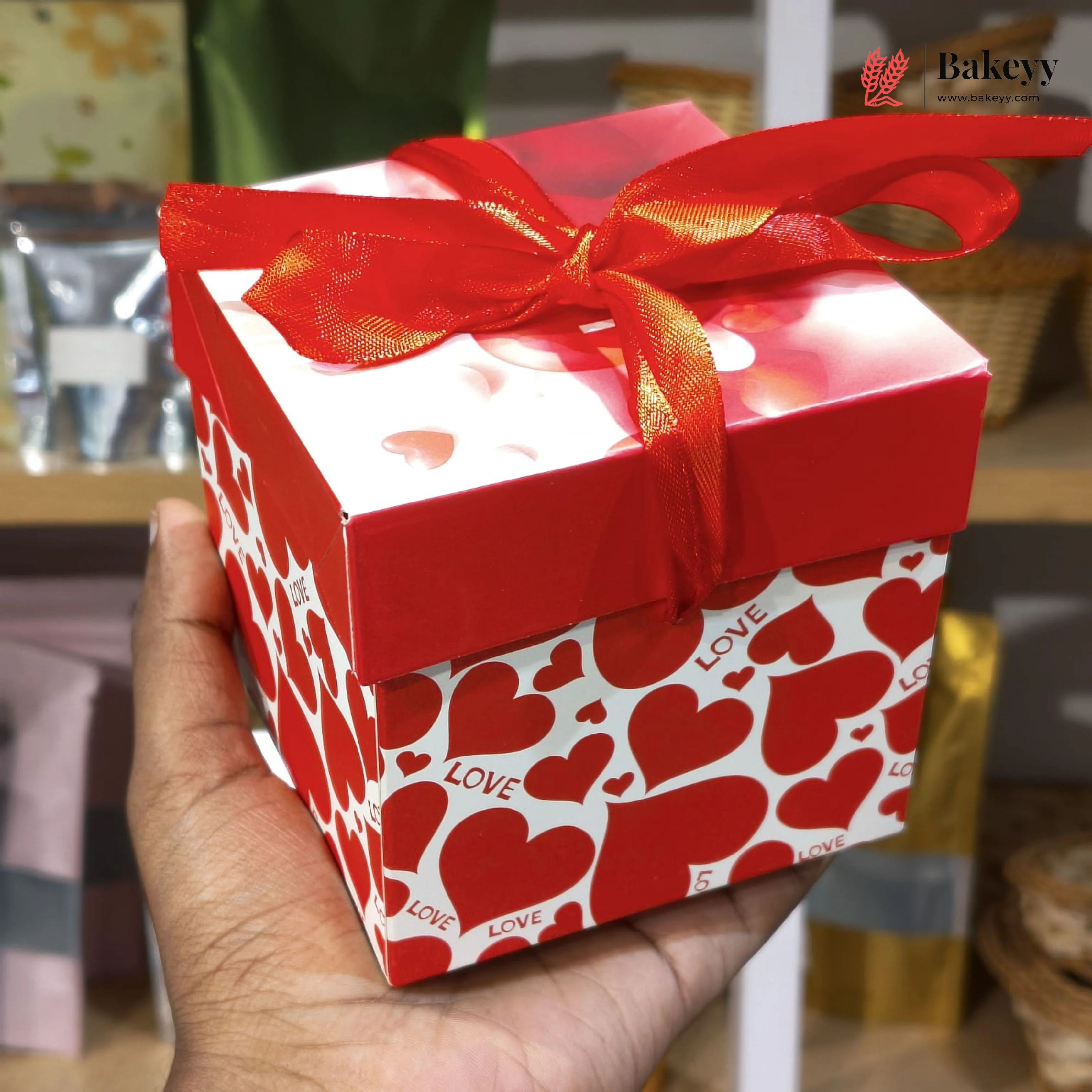 Love Heart Gift Box with Red Ribbon Handle | Valentine's Day Gift Packaging Box | Pack of 10 - Image 4