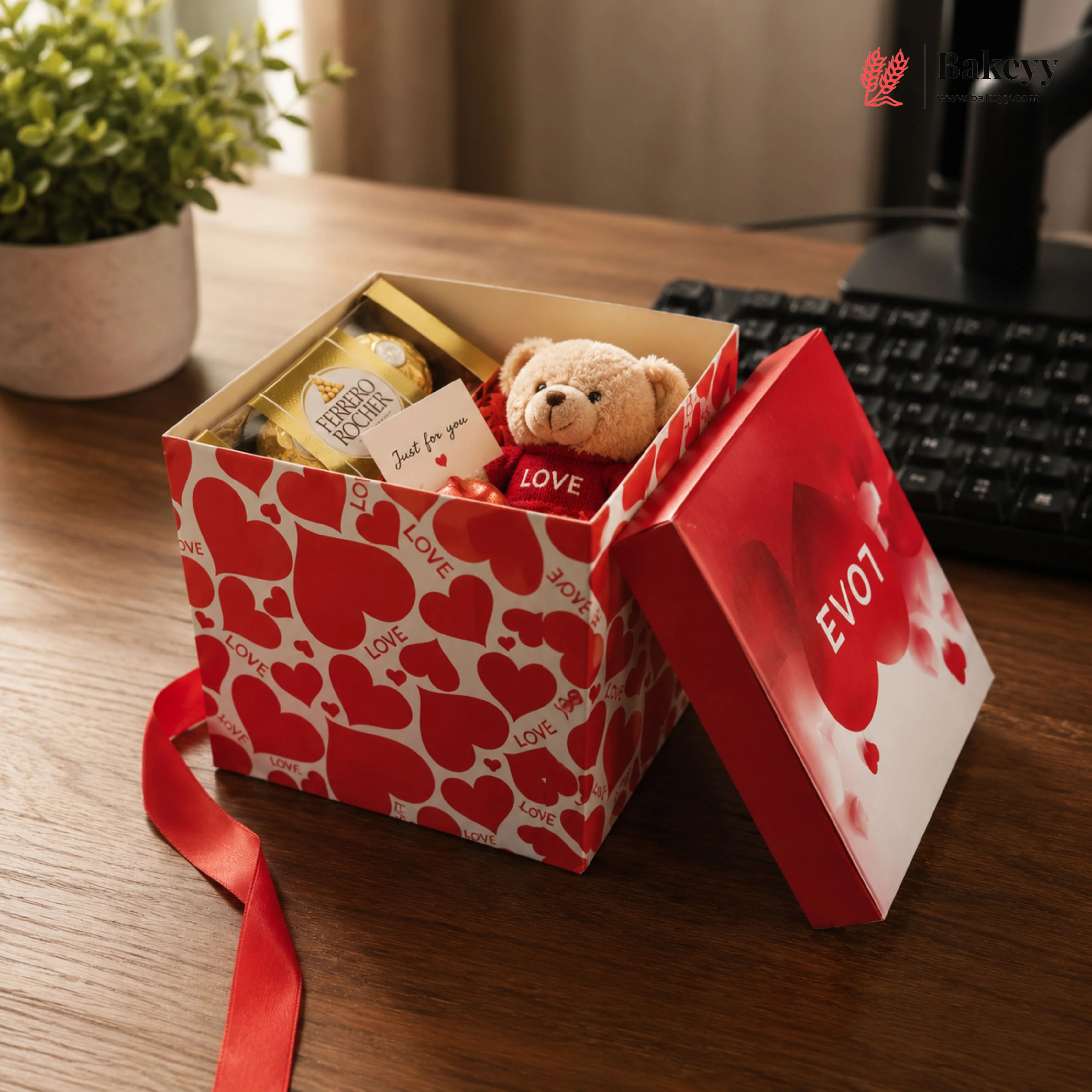 Love Heart Gift Box with Red Ribbon Handle | Valentine's Day Gift Packaging Box | Pack of 10 - Image 5