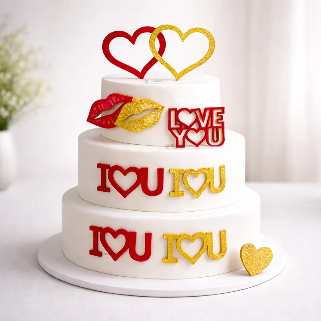 Love Theme Acrylic Cake Toppers & Party Decor Set | Assorted Romantic Designs for Cakes, Cupcakes & Desserts | DIY Love theme toppers | Pack of 1