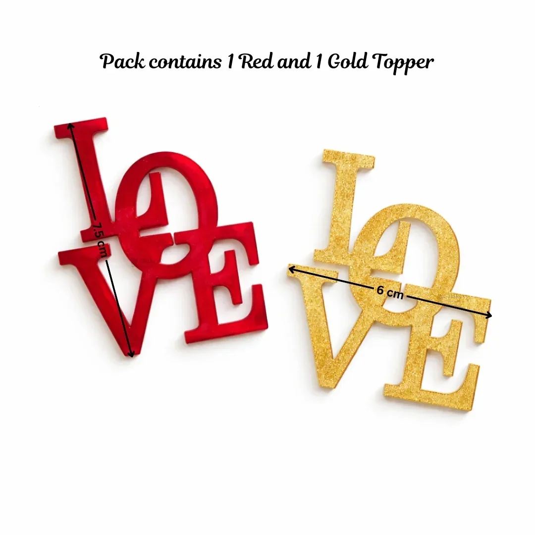 Love Theme Acrylic Cake Toppers & Party Decor Set | Assorted Romantic Designs for Cakes, Cupcakes & Desserts | DIY Love theme toppers | Pack of 1 - Image 9