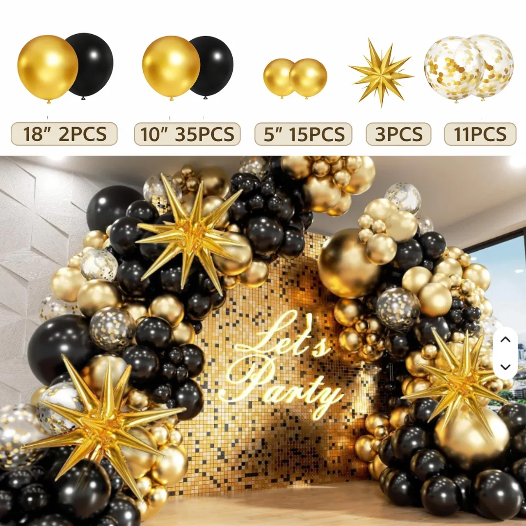 Luxury Black and Gold Balloon Arch Kit for Party Decoration | Party Decor | Pack of 1 - Image 2