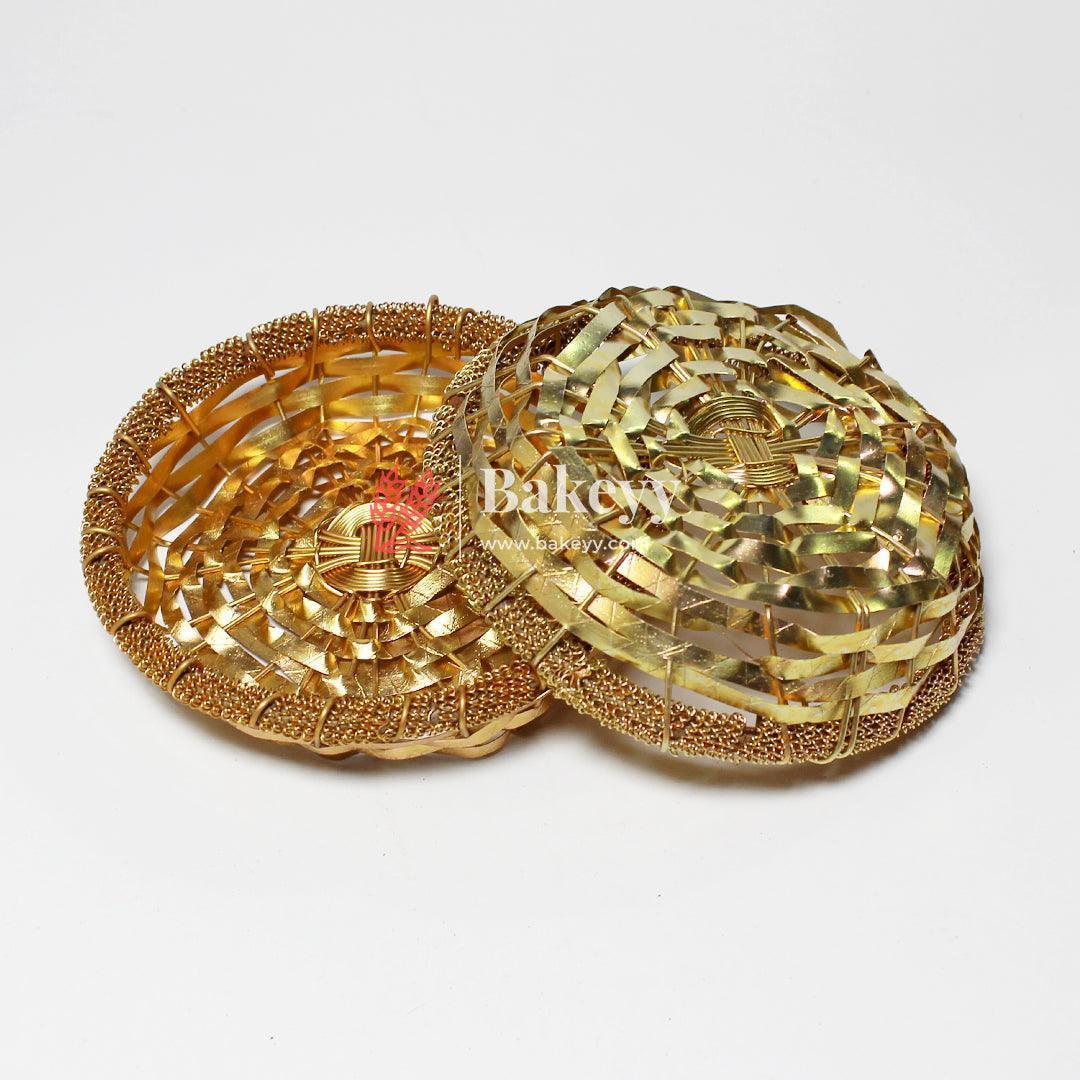 Luxurious Gold-Plated Square and Rectangle Metal Dry Fruit Tray | Multiple Decorative Bowls Options | Pack of 1 - Image 5