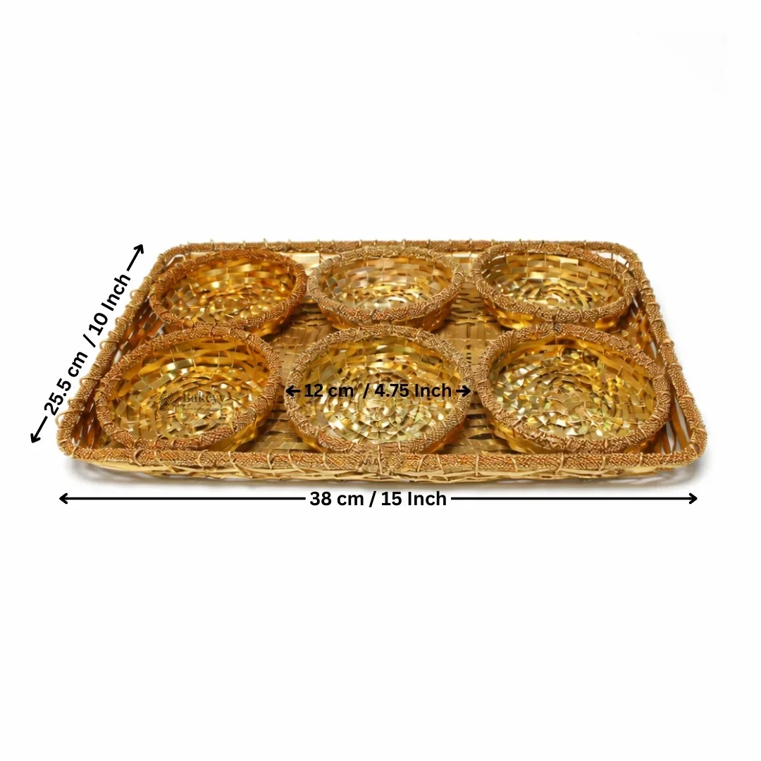 Luxurious Gold-Plated Square and Rectangle Metal Dry Fruit Tray | Multiple Decorative Bowls Options | Pack of 1 - Image 7