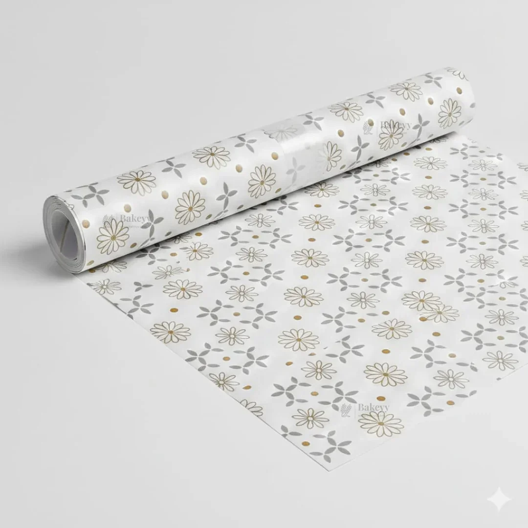 Luxury Gold & Silver Wrapping Paper Sheets | Floral Printed Wrapping Sheet for Premium Gifting & Hampers | Multiple Designs Available | Pack of 25 Sheets - Image 4