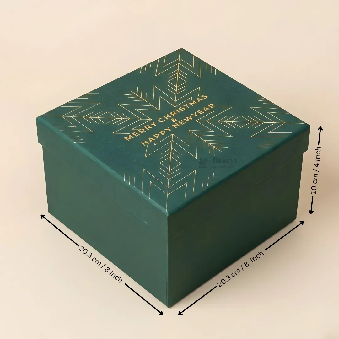 Christmas Green Cardboard Premium Hamper Box | Luxury Golden Print | Luxury Gift Hamper Box | Pack of 1 - Image 5