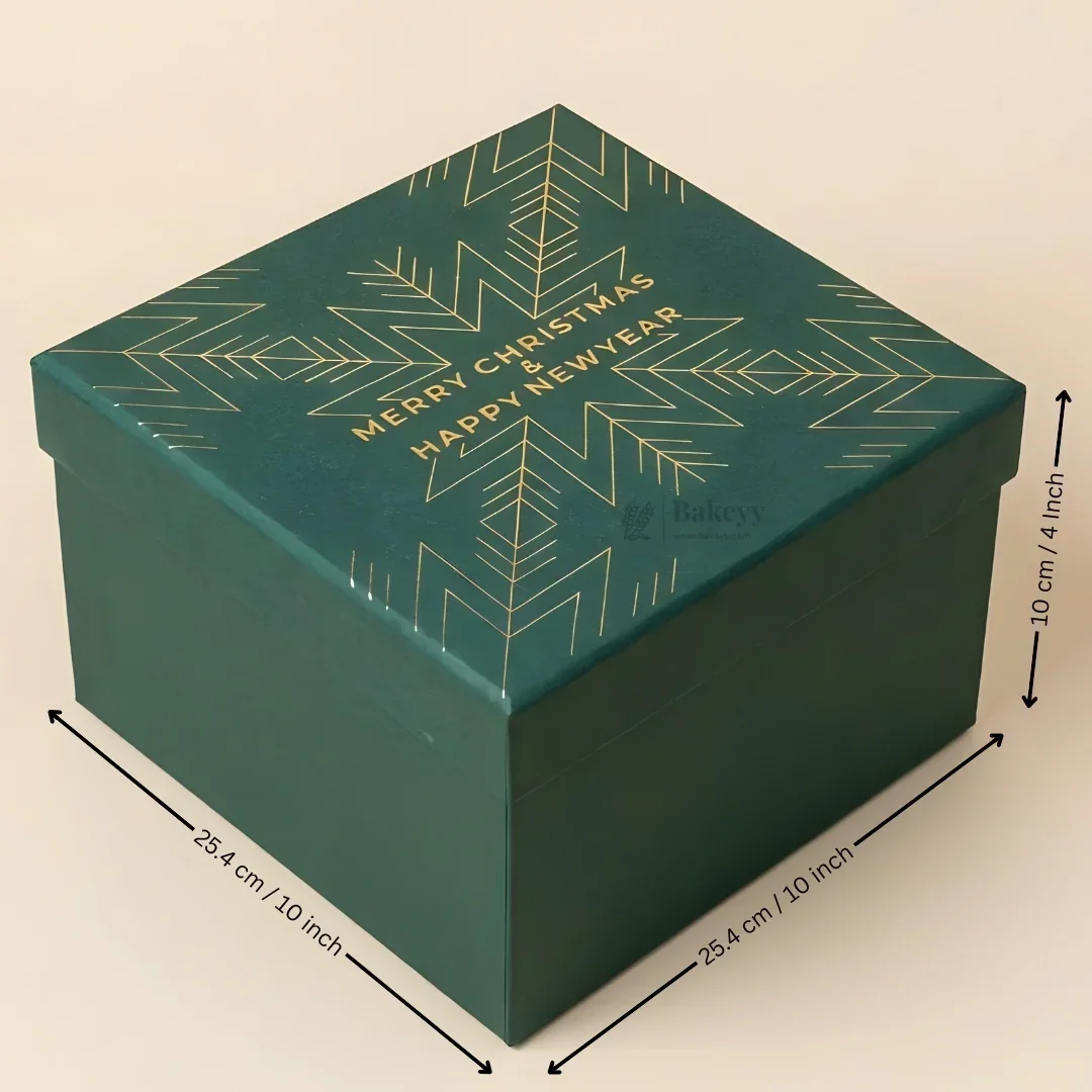 Christmas Green Cardboard Premium Hamper Box | Luxury Golden Print | Luxury Gift Hamper Box | Pack of 1 - Image 6