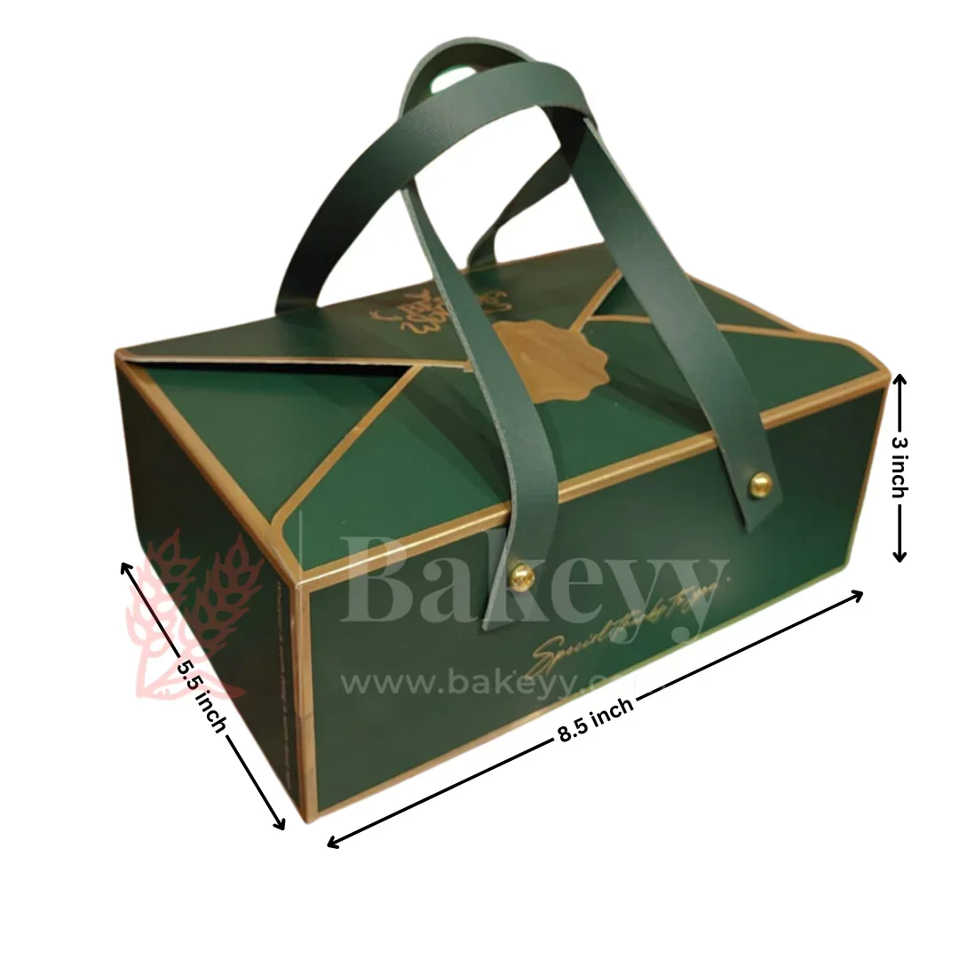 Luxury Dark Green Foldable Gift Box with Leather Handles | Pack of 10 - Image 6