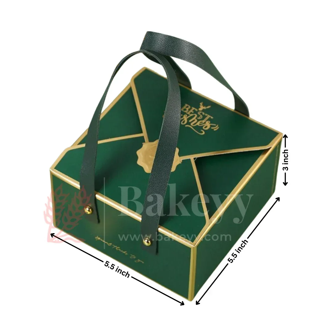 Luxury Dark Green Foldable Gift Box with Leather Handles | Pack of 10 - Image 7